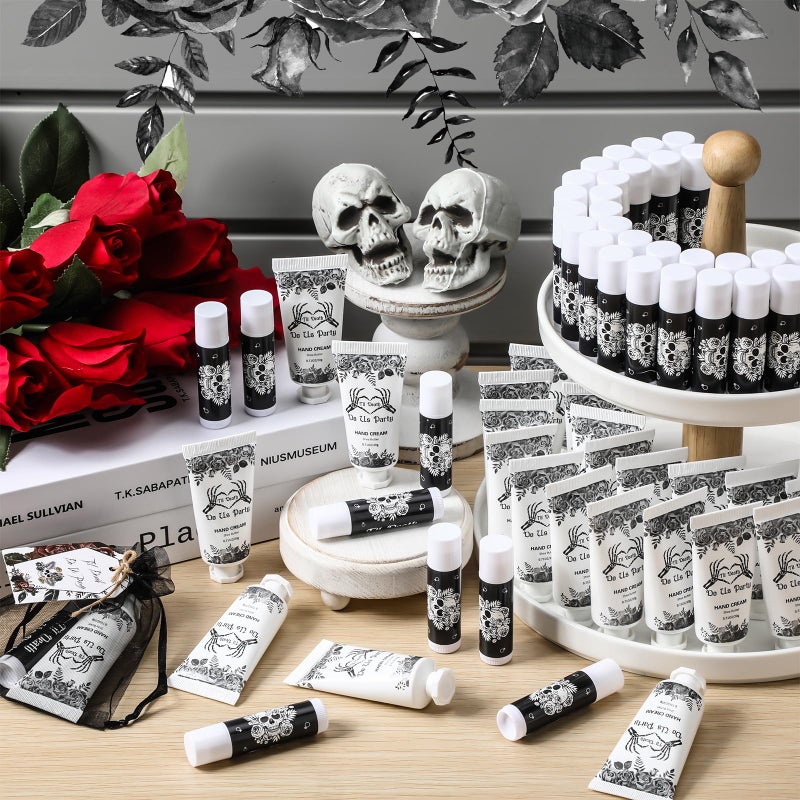 Heigble 50 Set Bridal Shower Favors Bulk Wedding Gifts for Guests Include Lip Balm Wedding Hand Cream Bag and Tag for Bridal Shower Bachelorette Party Decoration(Skeleton) - Image 3